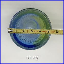 Vtg Kosta Boda Goran Warff Circa Blue Green Crackle Glass Bowl Signed 5.5