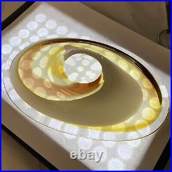 Vtg Vicke Lindstrand Kosta Boda Bowl Dish Amber Yellow Swirl Art Glass 1955