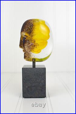 Yellow Brains on Stone Lmtd Edt Sculpture, Bertil Vallien, Kosta Boda Signed