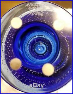 Zoom Cobalt Blue/ Clear Controlled Bubbles Vase Goran Warff for Kosta Boda
